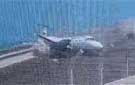 Landing gear collapses on landing: Embraer EMB-120 veers off runway and hits fence