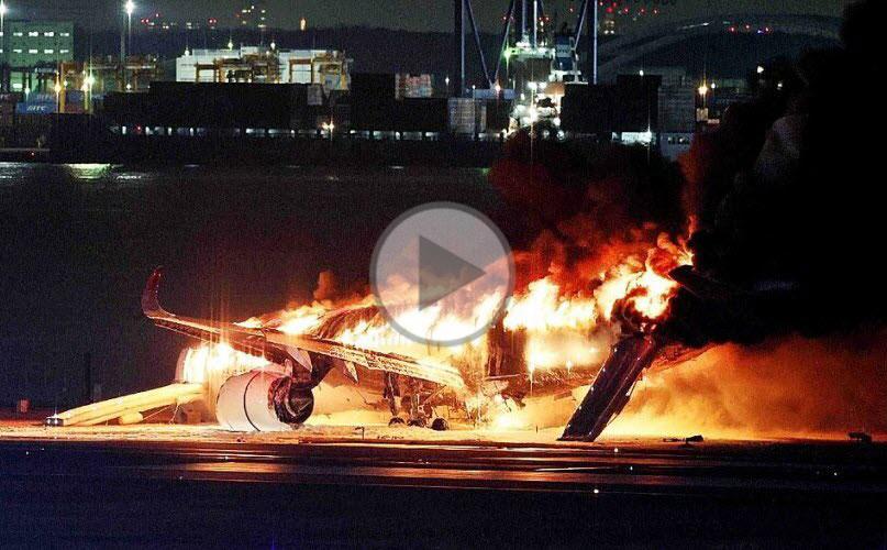 L'A350 de Japan Airlines prend feu après une collision avec un avion des garde-côtes à l'aéroport de Tokyo