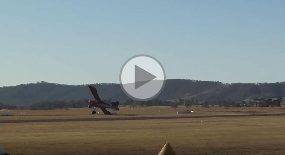 Right wing stalls during very low speed landing